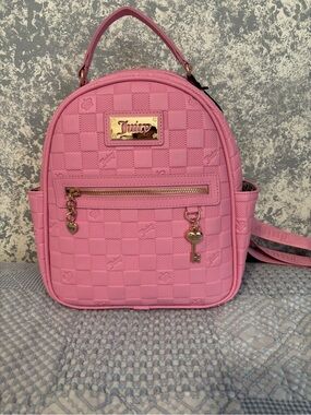 Juicy Couture Bubblegum Pink Quilted Checker Mini Backpack
